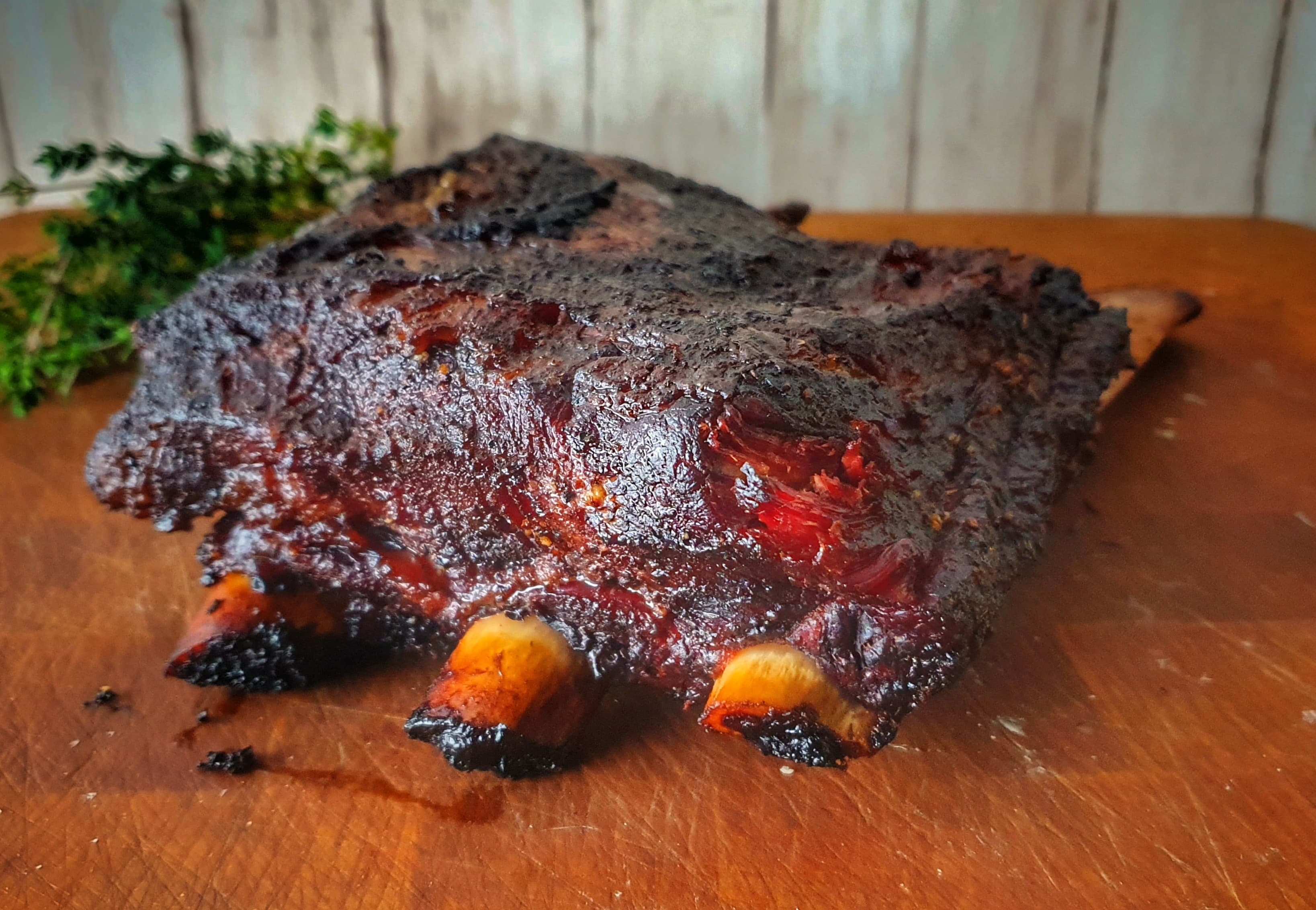 Flat ribs gegaard in donker bier